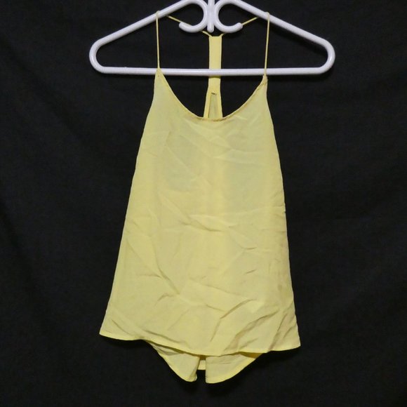 H&M | size 8 | Pastel Yellow Stylish Spaghetti Strap Chiffon Top | Camisole - Picture 1 of 13